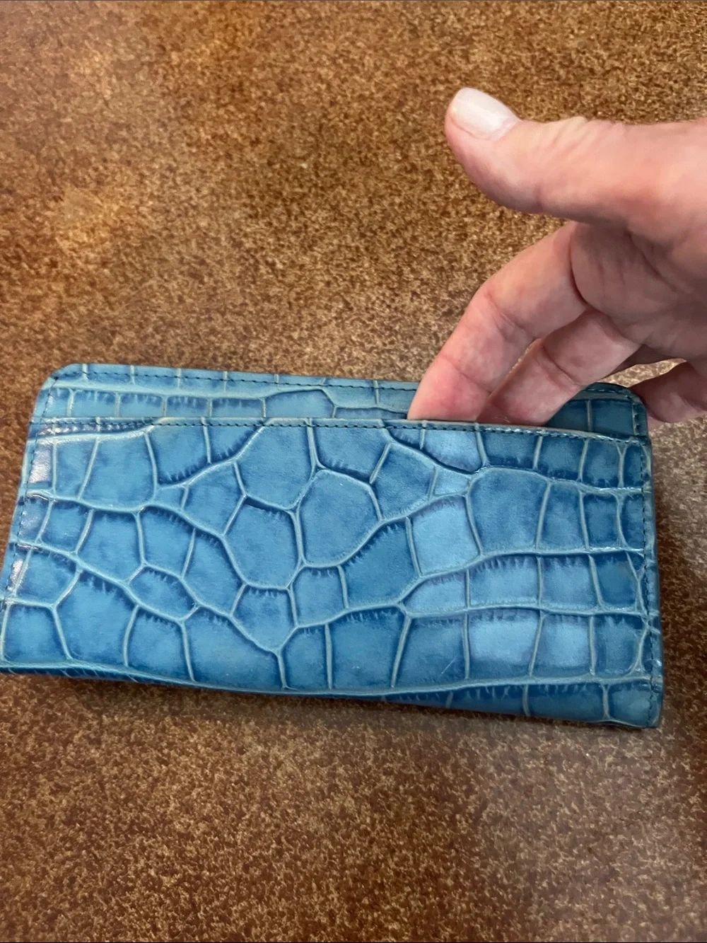 Brighton Blue Croc-Embossed Zip Wallet - Women
